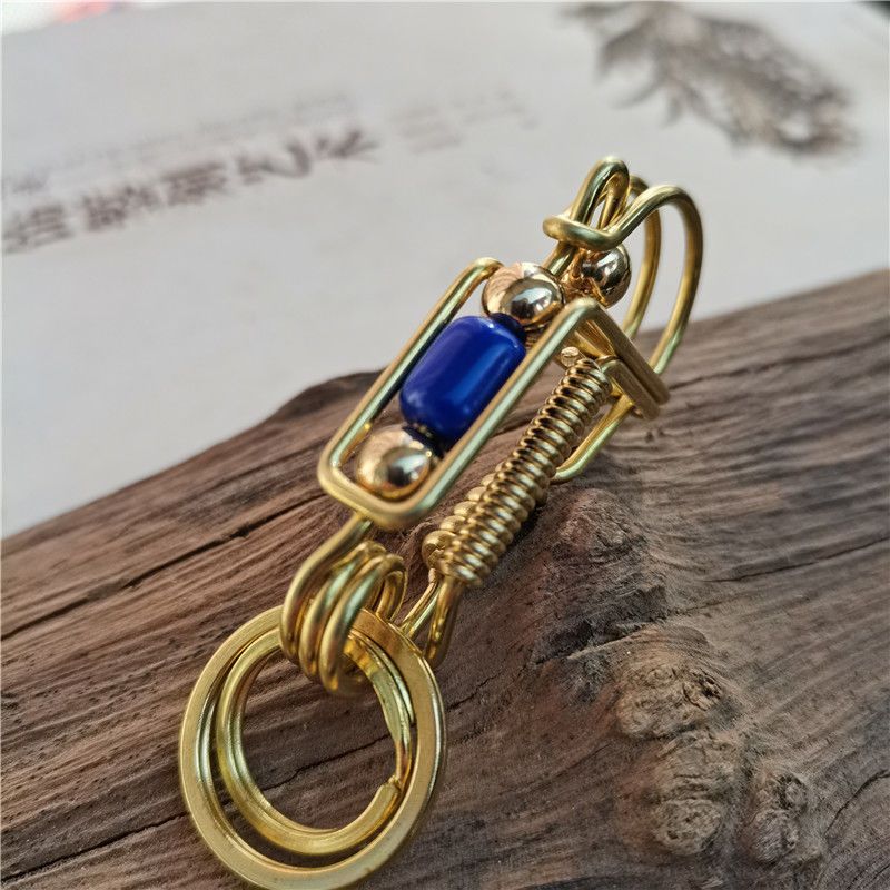 Color Bead Handmade Brass Keychain