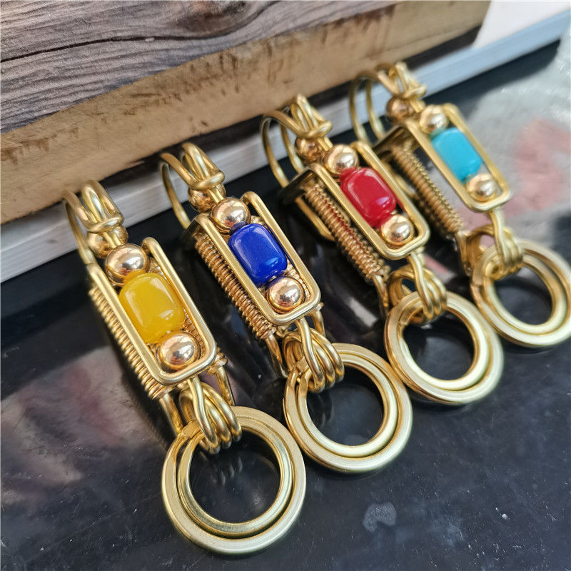 Color Bead Handmade Brass Keychain
