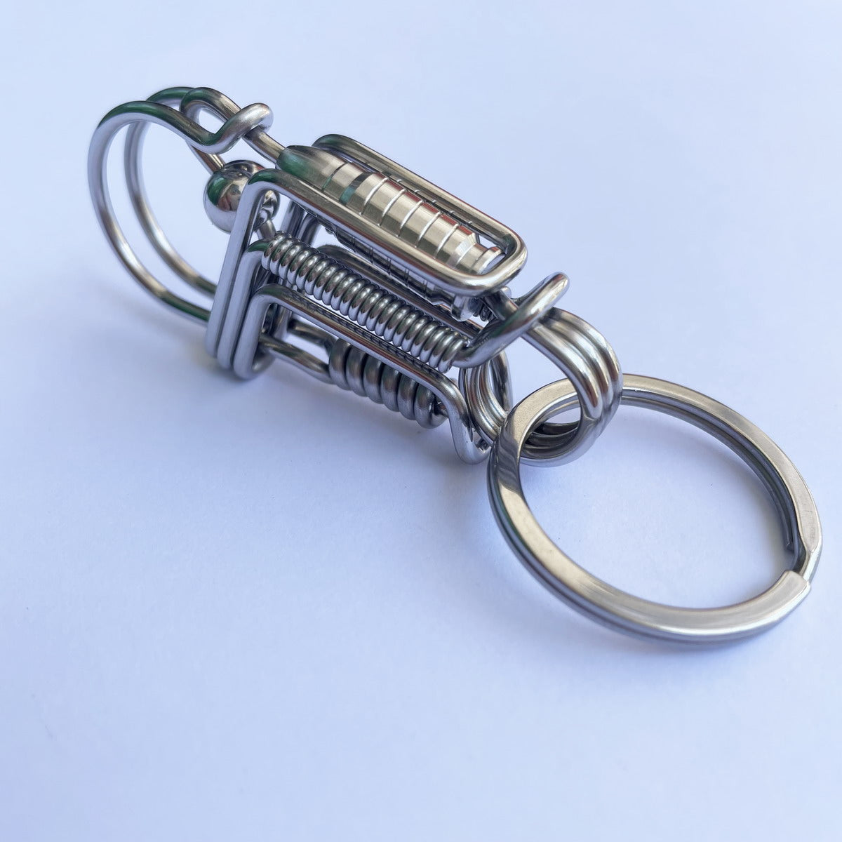 Minimalist Beads Wire Wrapped Stainless Steel Carabiner Keychain