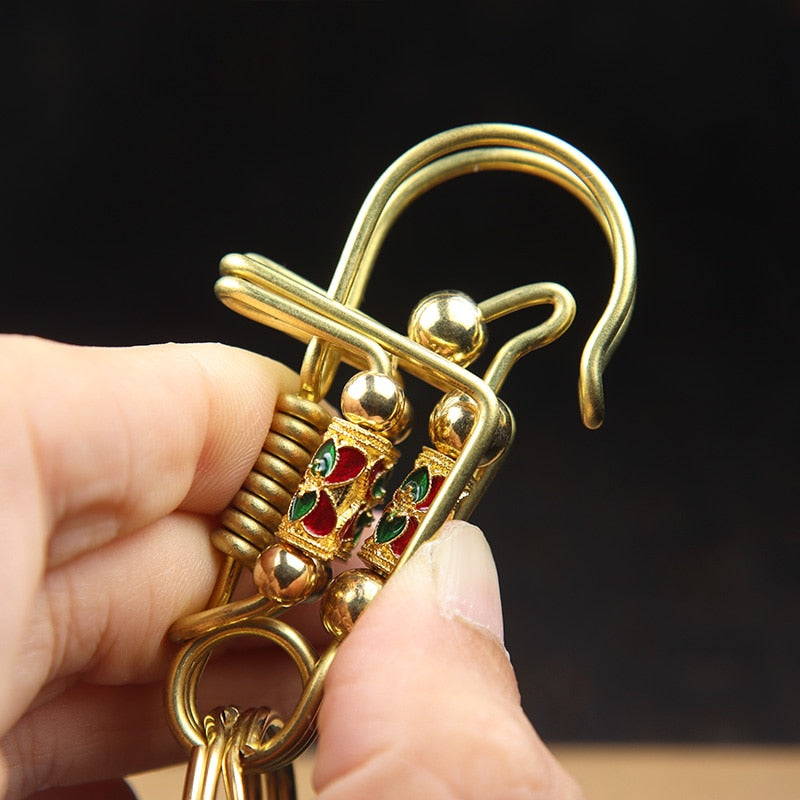 Prayer Spinner Handmade Keychain  Brass