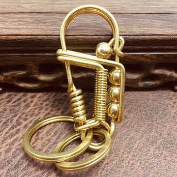 Four Beads Handmade Keychain [Steel & Brass]