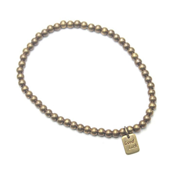 Round bead bohemian vintage brass bracelet