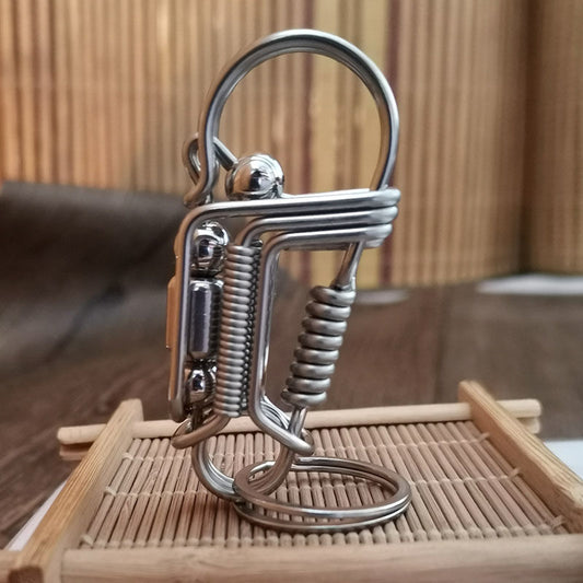 Barrel Beads Handmade Keychain [Steel & Brass]