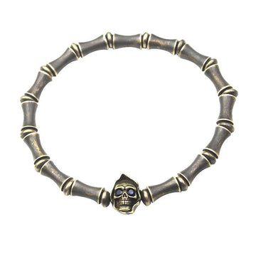 Bamboo skull vintage brass bracelet